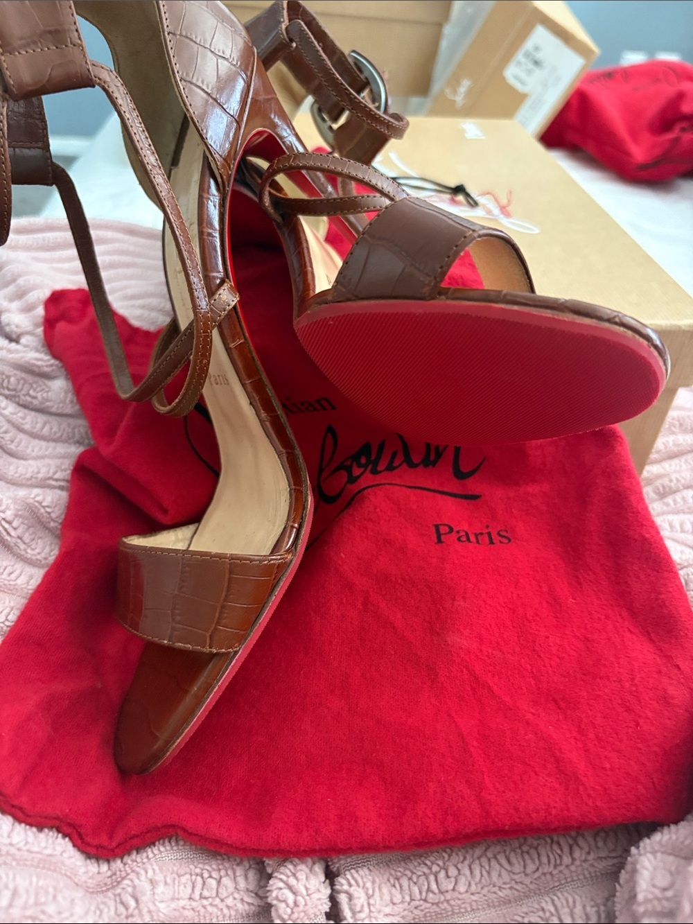 Christian Louboutin CHOCA 100 CALF NIL croc-embossed Heels 39 1/2 heels 4β. - Picture 11 of 11